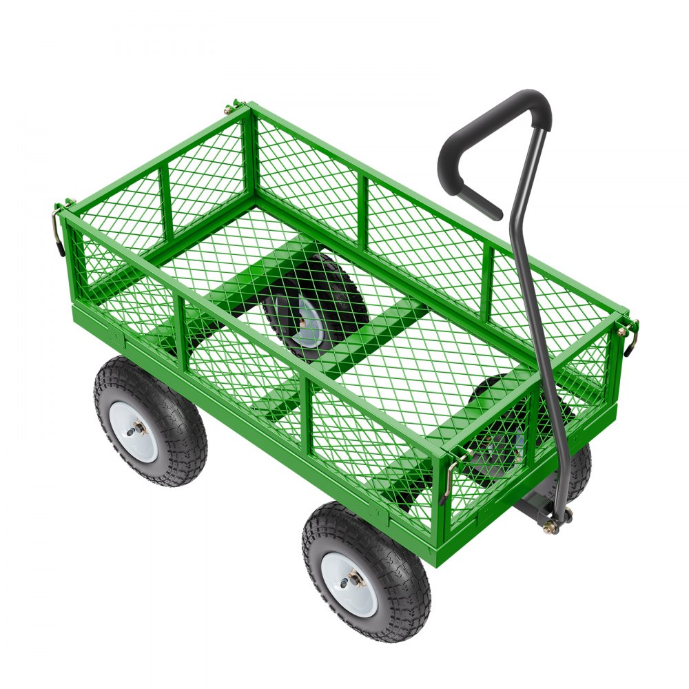 VEVOR Steel Garden Cart 680lb Capacity Heavy Duty Yard Wagon Cart 10in Tires
