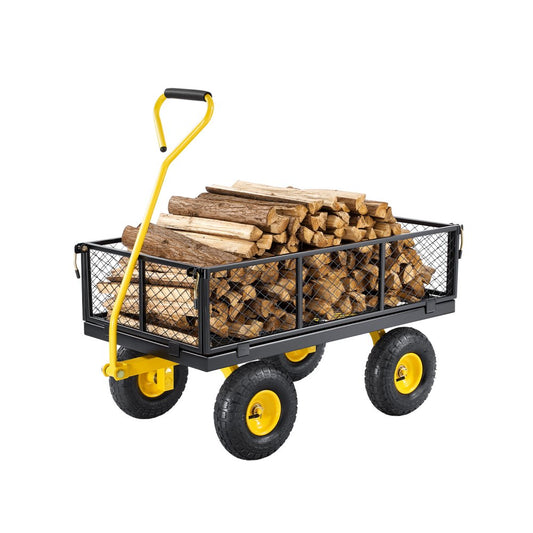 VEVOR Steel Garden Cart 900lb Capacity Heavy Duty Yard Wagon Cart 10in Tires
