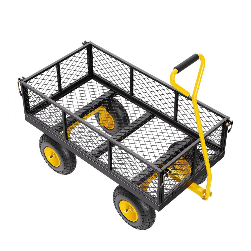 VEVOR Steel Garden Cart 900lb Capacity Heavy Duty Yard Wagon Cart 10in Tires