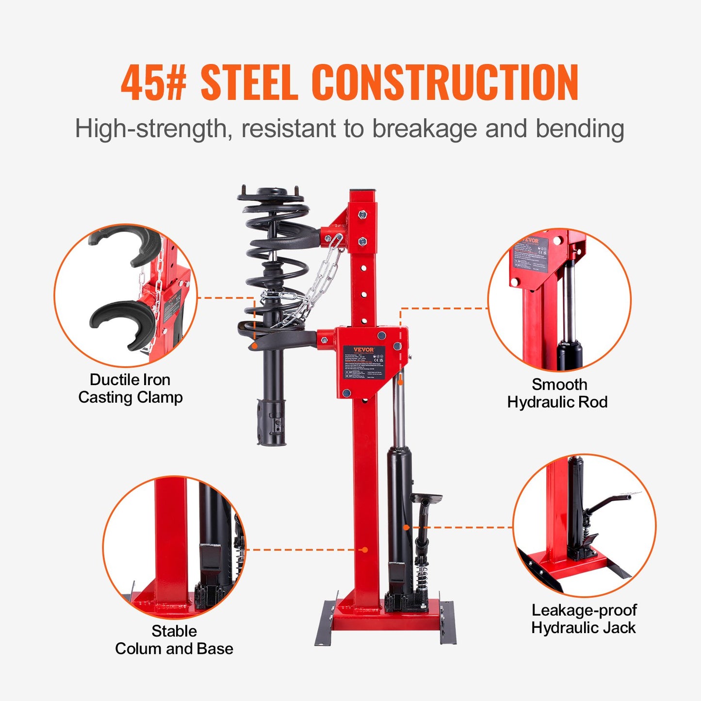 VEVOR Strut Spring Compressor, 4.5 Ton/9920 LBS Hydraulic Jack Capacity, 1 Ton Rated