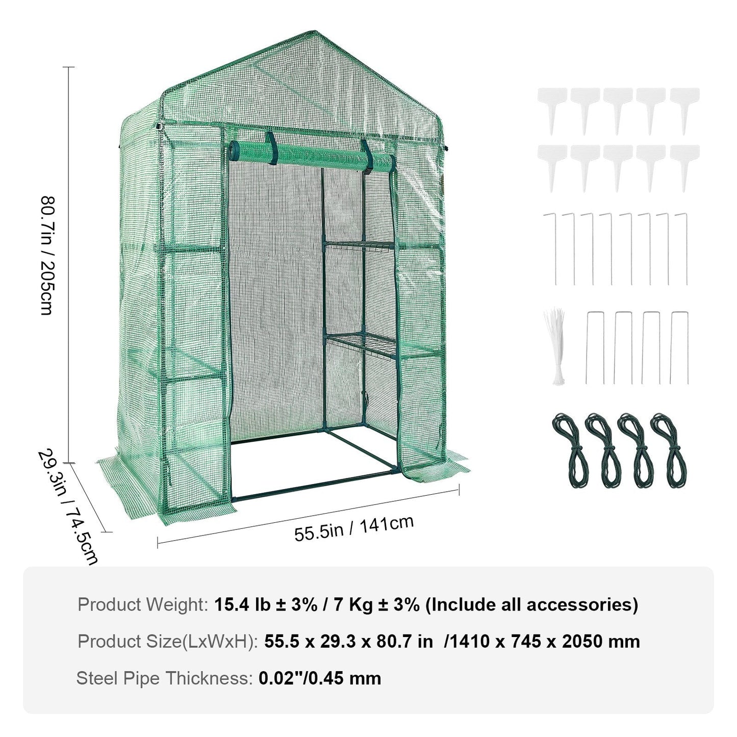 Compact Walk-in Greenhouse with Shelves, 1.4 x 0.7 x 2m, Easy Setup & Durable Design