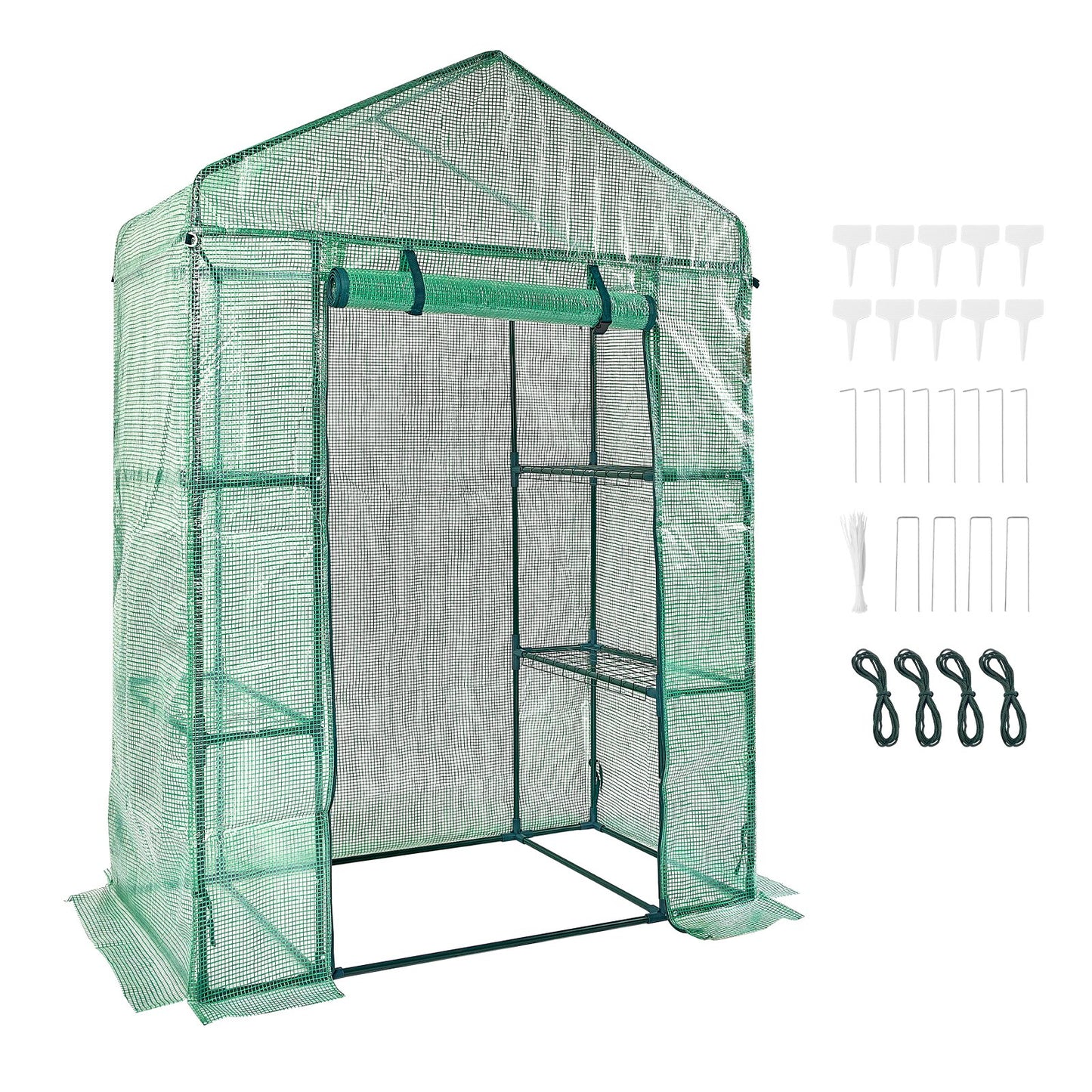 VEVOR Walk-in Green House, 4.6 x 2.4 x 6.7 ft Greenhouse with Shelves, Set Up