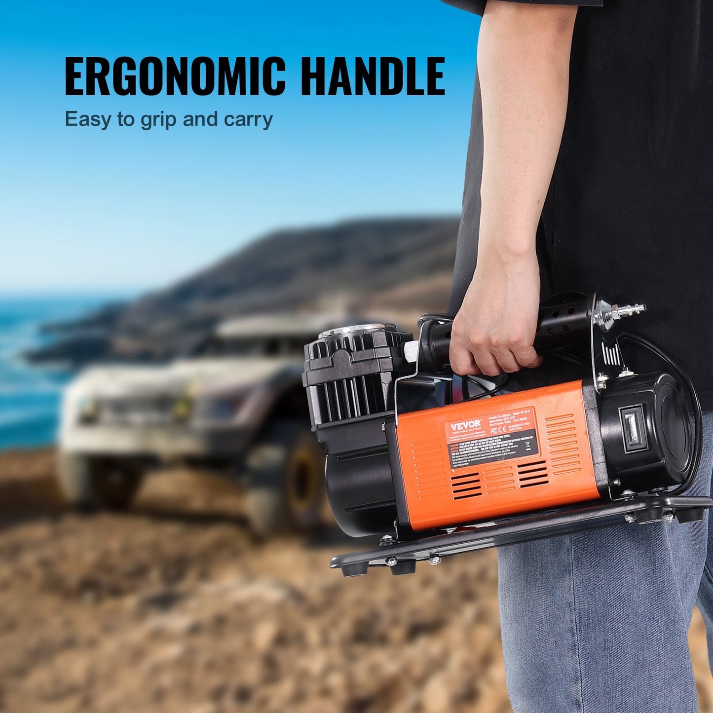 Portable Heavy Duty Air Compressor, 7.06 CFM, 150 PSI, Tire Inflator, 8.7 kg