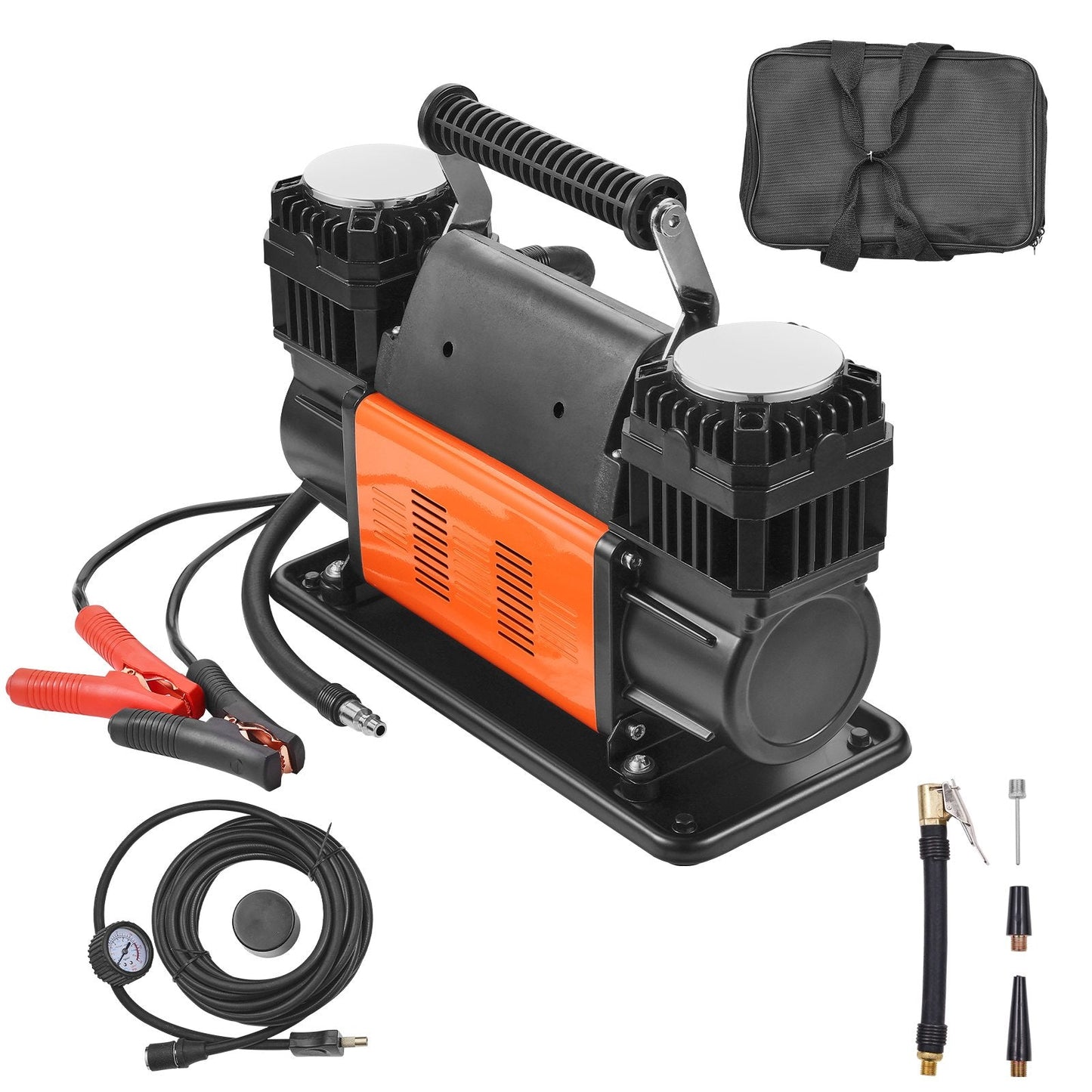 Portable Dual-Cylinder Air Compressor, 12V, 150 PSI, 10.6 CFM, 10.7 kg