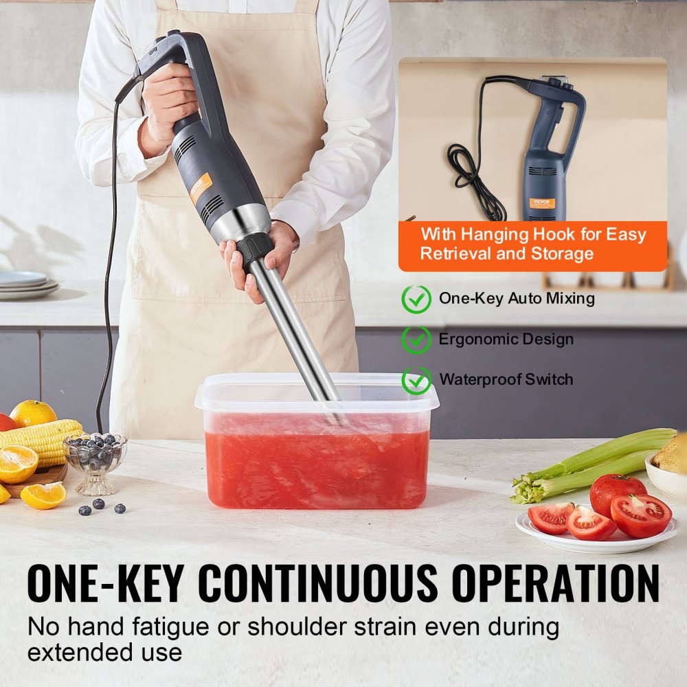 VEVOR Commercial Immersion Blender 350W Heavy Duty Hand Mixer for Soup Sauces