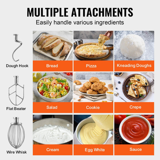 10L 550W Commercial Stand Mixer, 3-Speed Dough Mixer for Restaurants