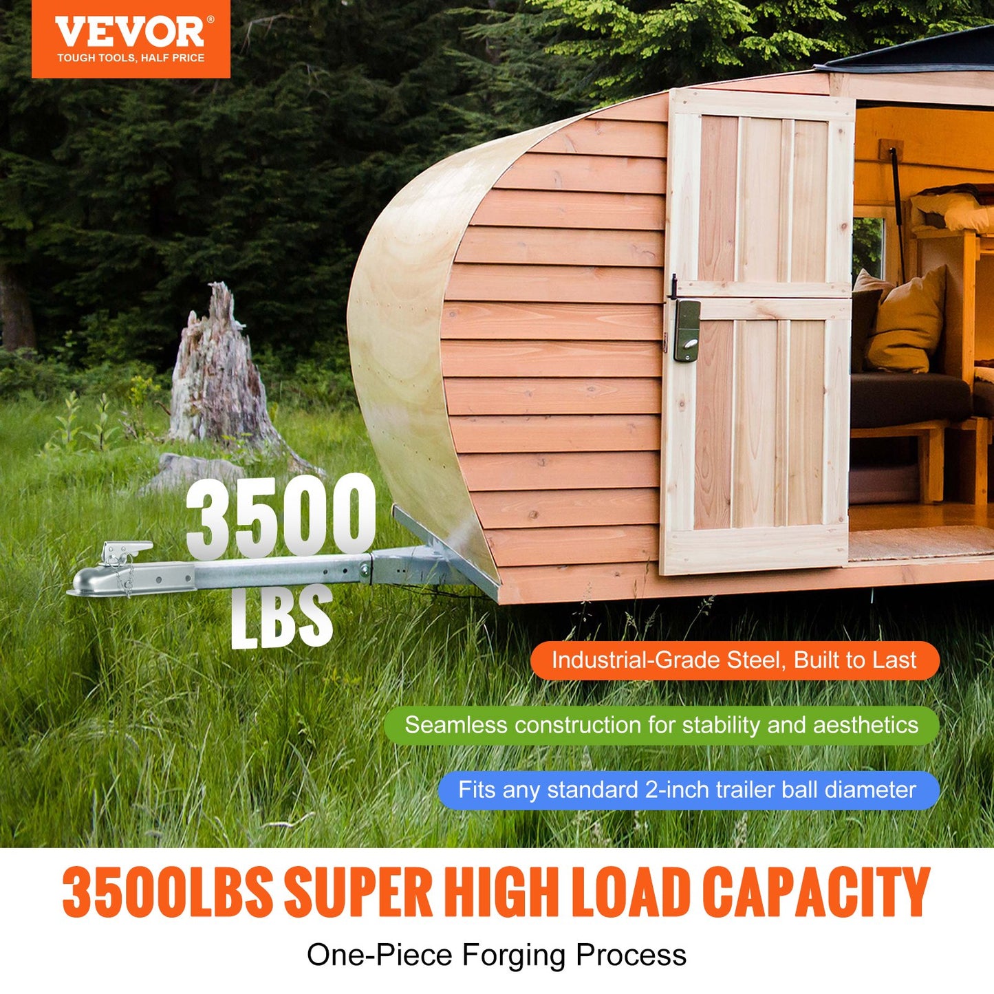 VEVOR Straight Trailer Coupler, for 5.08 cm Hitch Ball, 5.08 cm Channel, 1587 kg