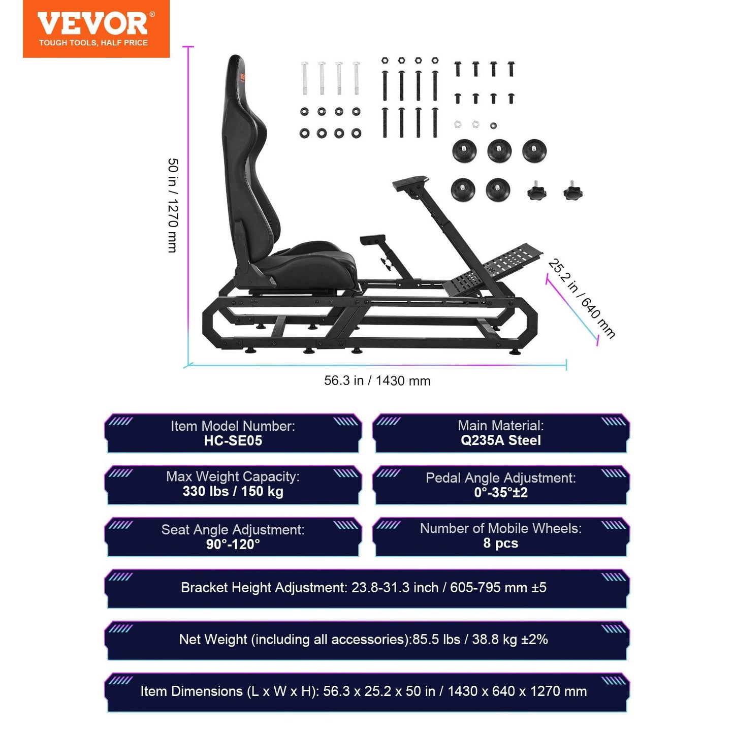 Heavy Duty Racing Wheel Stand for Logitech G923/G920/G29, 150 kg Capacity