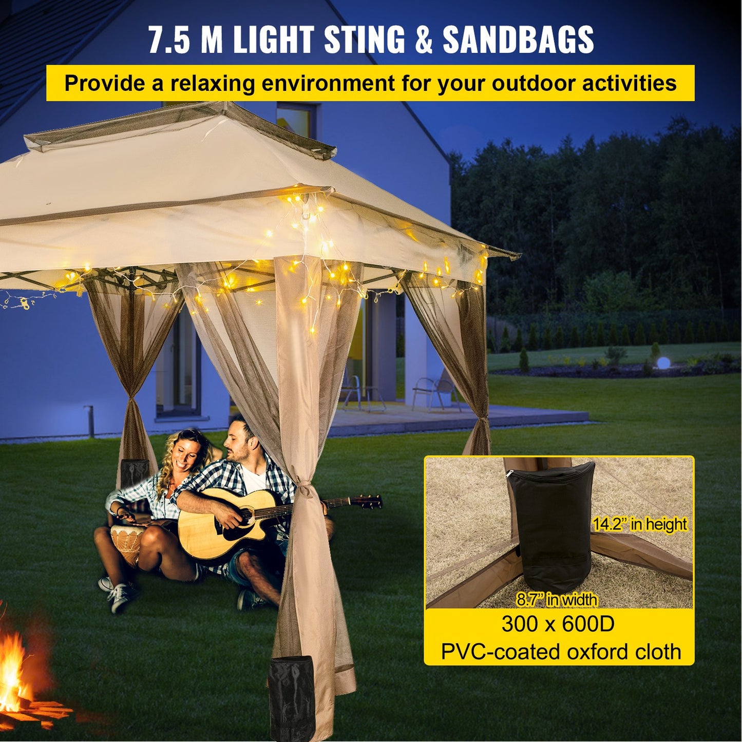 VEVOR Outdoor Canopy Gazebo Tent, Portable Canopy Shelter with 11\'x11\' Large Shade