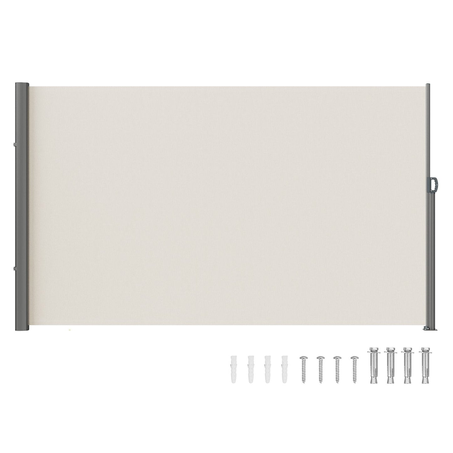 Retractable 1.6x3m Privacy Screen, Aluminum Frame, 280g Polyester, Creamy-White