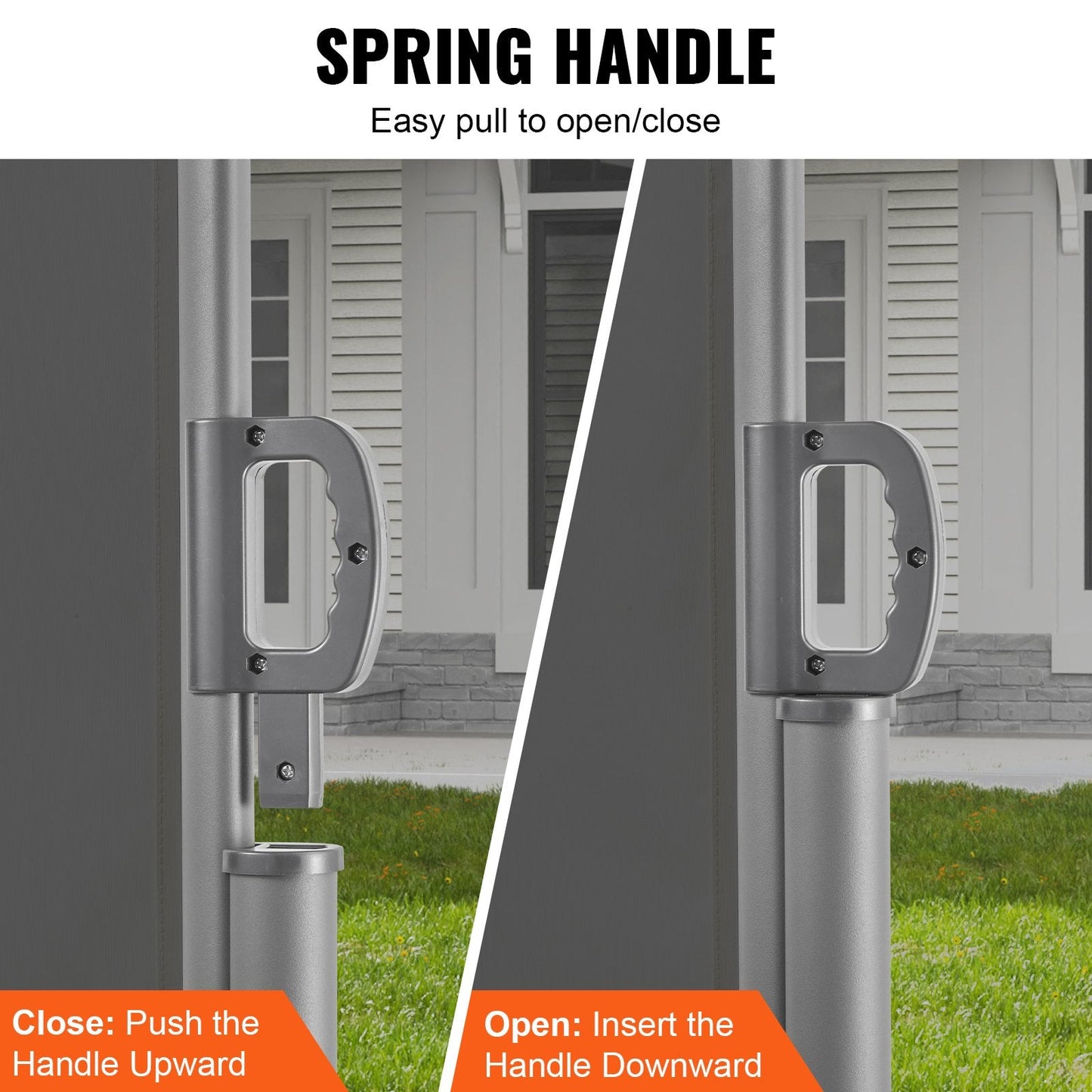 Retractable Privacy Screen Awning, 1.6x6m, Aluminum Frame, 280g Polyester, Gray