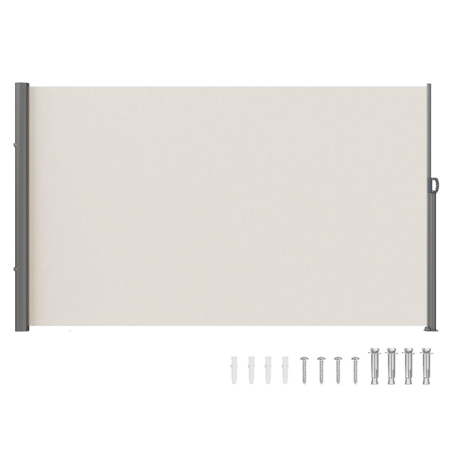 Retractable Aluminum Privacy Screen, 180x300cm, Beige, UV Protection & Waterproof