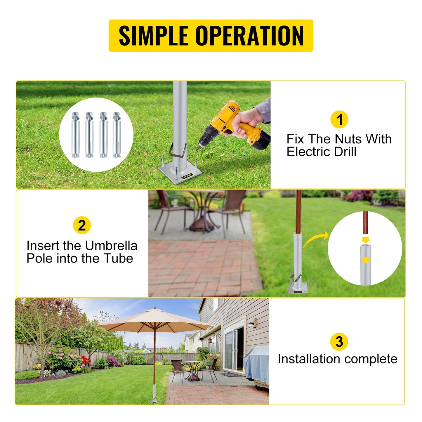 VEVOR Umbrella Base, 2 in 1 Heavy Duty Umbrella Stand, Aluminum Umbrella's Holder