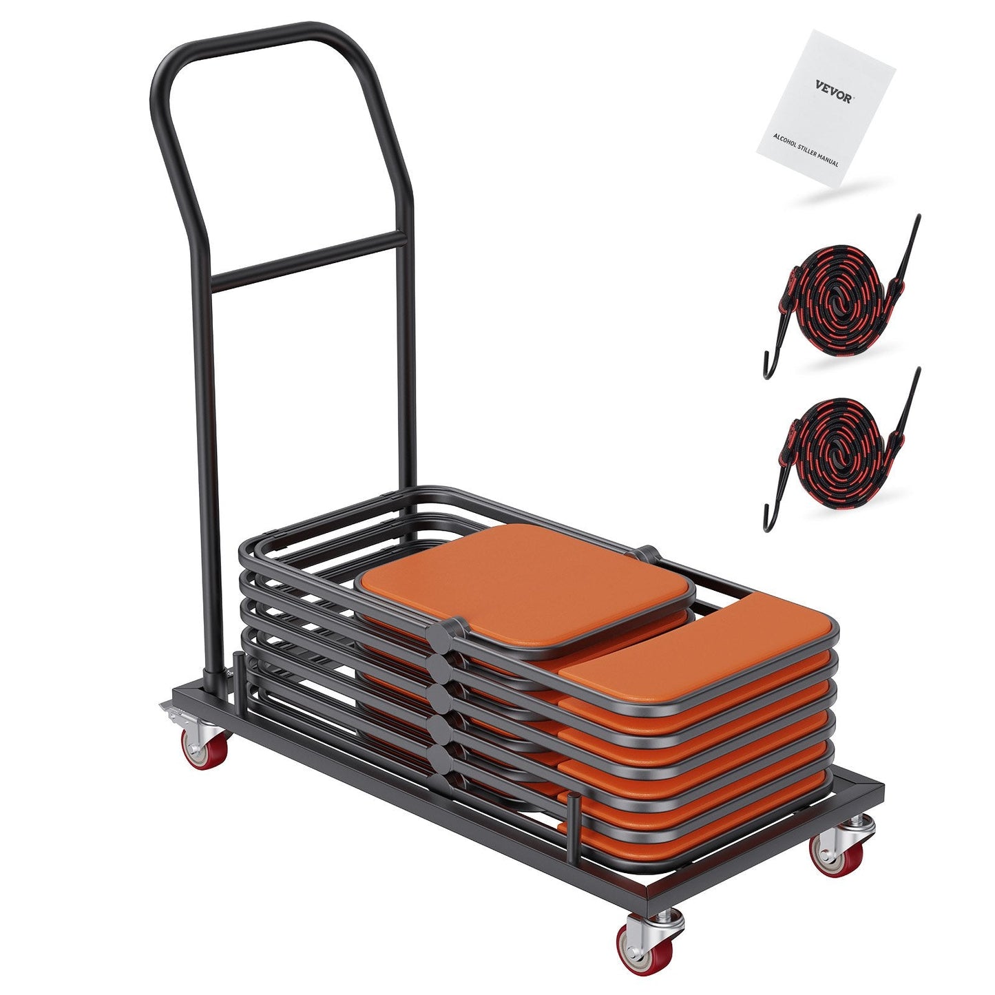 Heavy Duty Folding Chair Cart with Flexible Casters, Holds 12 Chairs, 110 kg Capacity
