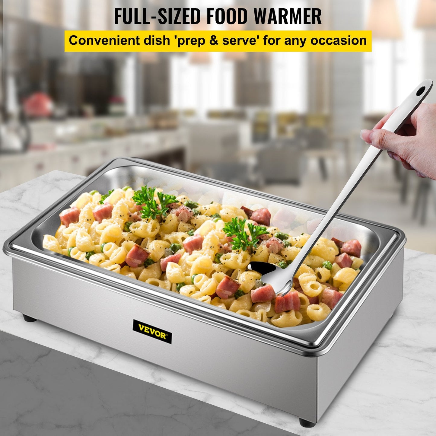 Stainless Steel Bain Marie Buffet Steamer with 1 Pan, 400W, 7.5 kg, 9L Capacity