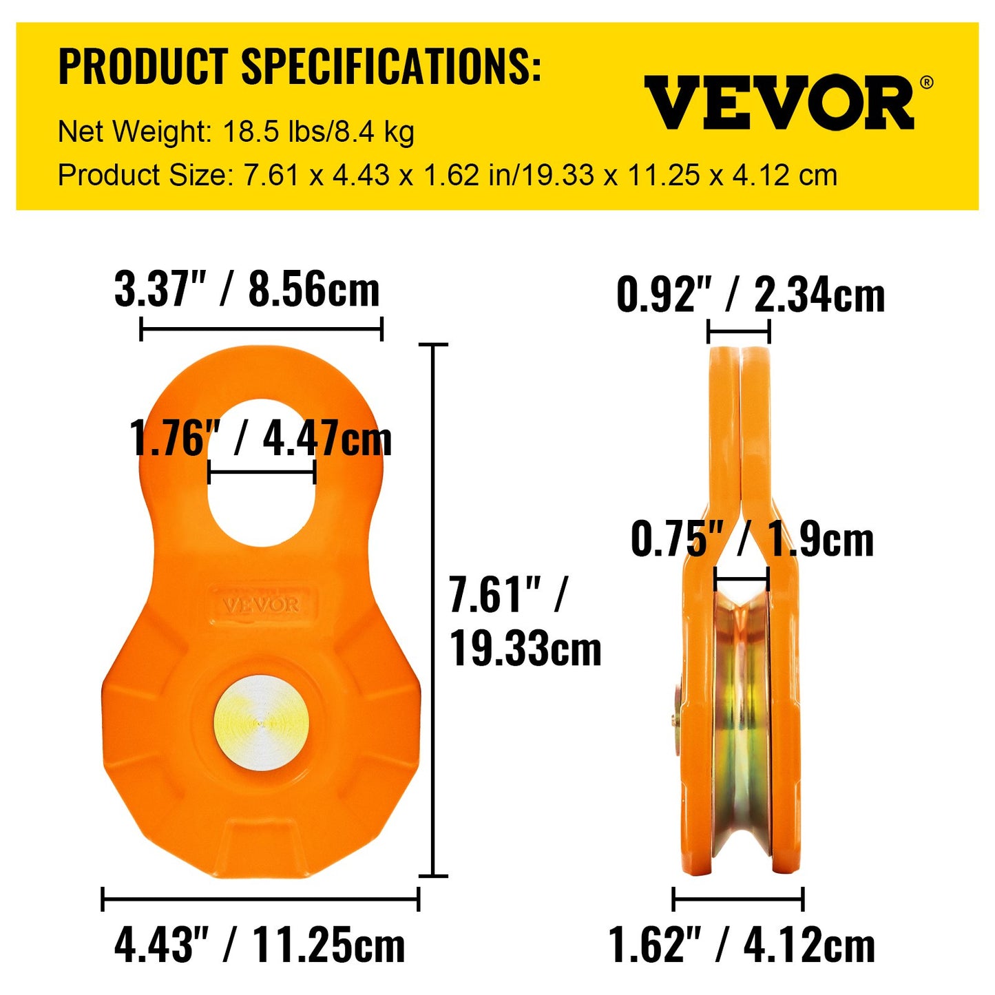 VEVOR Snatch Block, 11T/25,000 LBS Working Load Limit, Heavy Duty Winch Pulley for