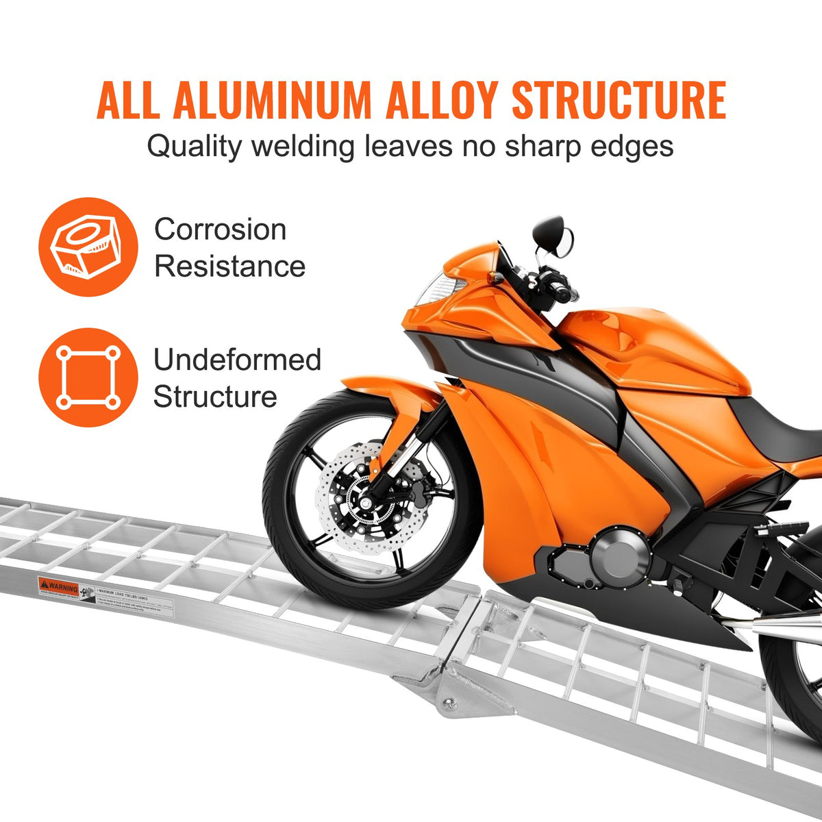 VEVOR Aluminum Ramp 750 LBS Foldable Loading Ramps for Pickup Trucks Bed 1 Piece