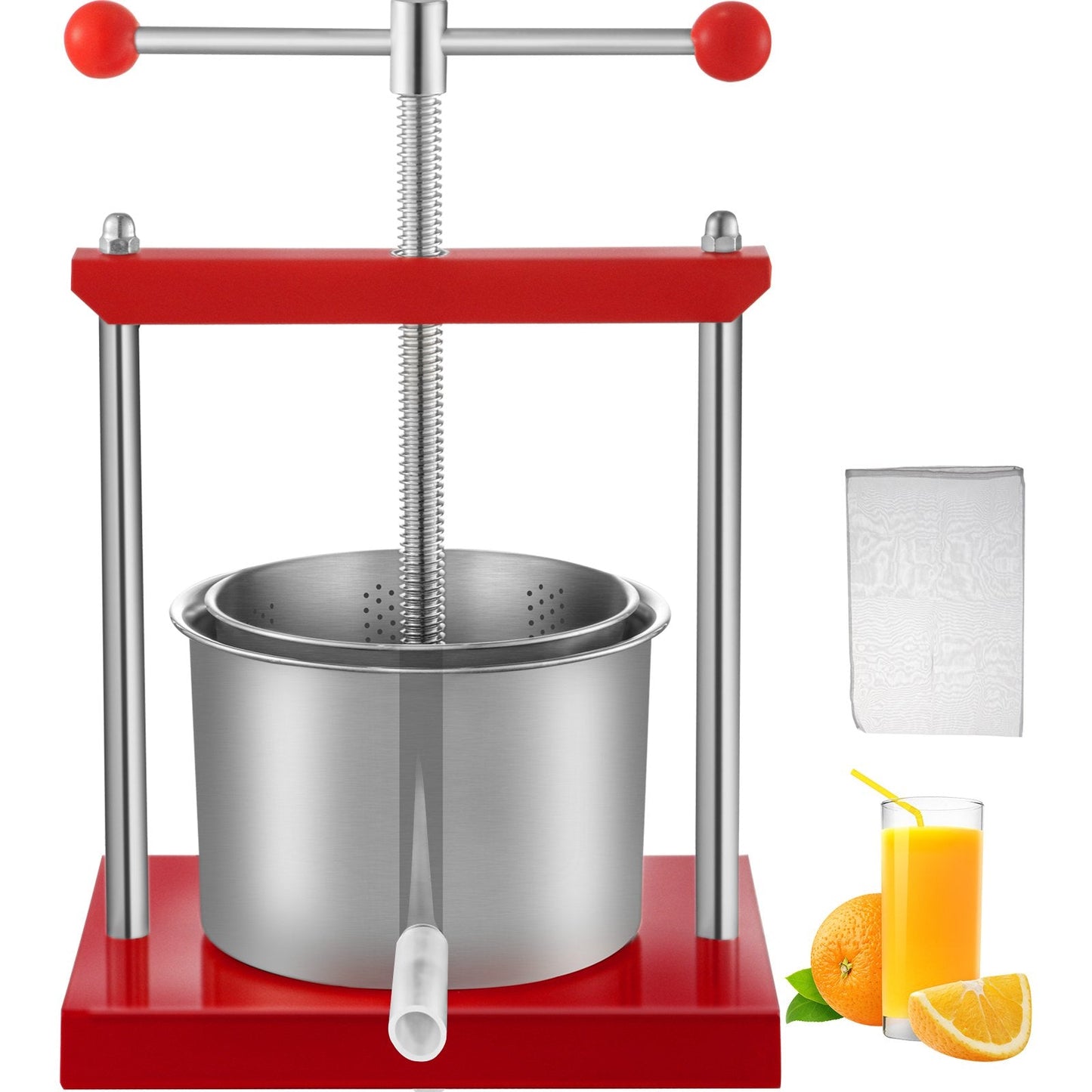Stainless Steel 5.5L Fruit and Wine Press Machine with Dual Barrels