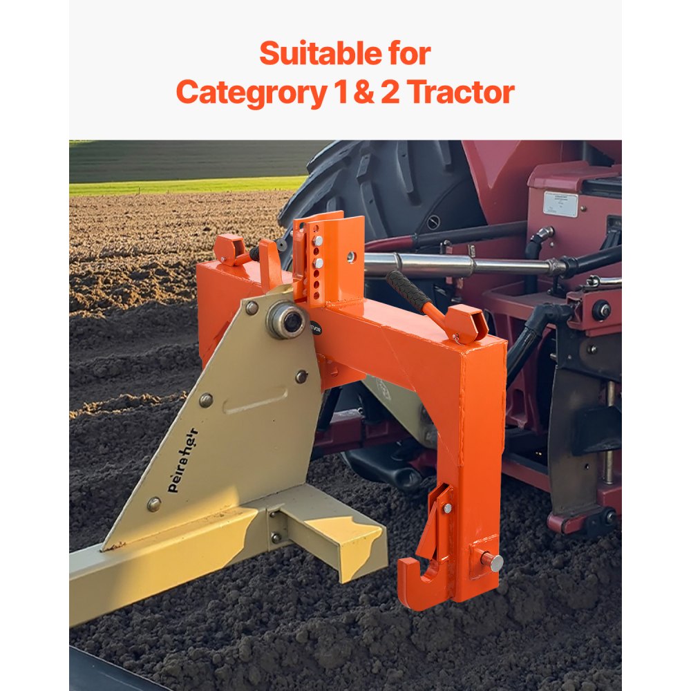 VEVOR 3-Point Quick Hitch 2" Receiver Fit Category 1 & 2 Tractor 3000lb Orange