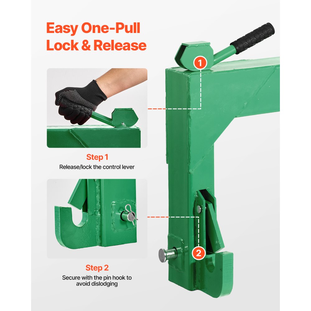 VEVOR 3-Point Quick Hitch Category 2 Tractor Hitch 4000lb Loads Adjustable Bolt