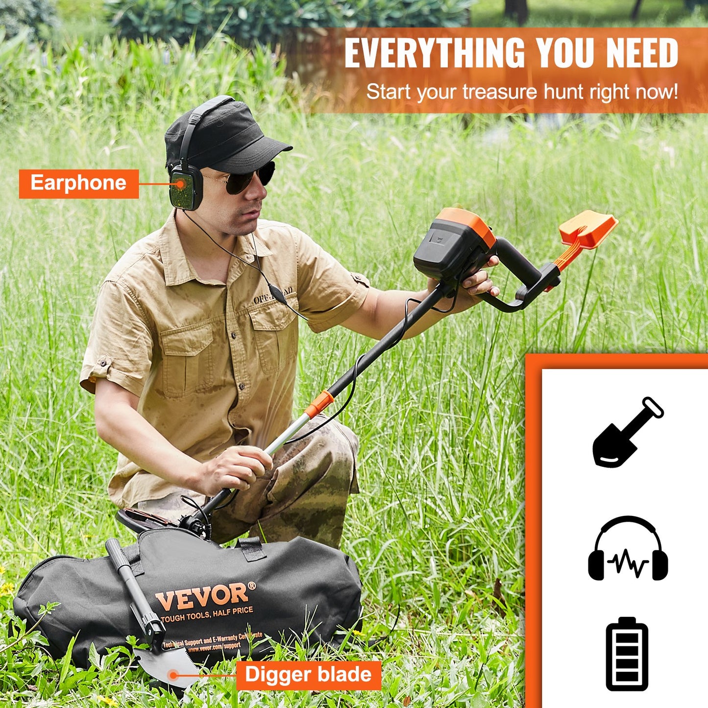 VEVOR Metal Detector for Kids, 8", Professional Adjustable Higher Accuracy