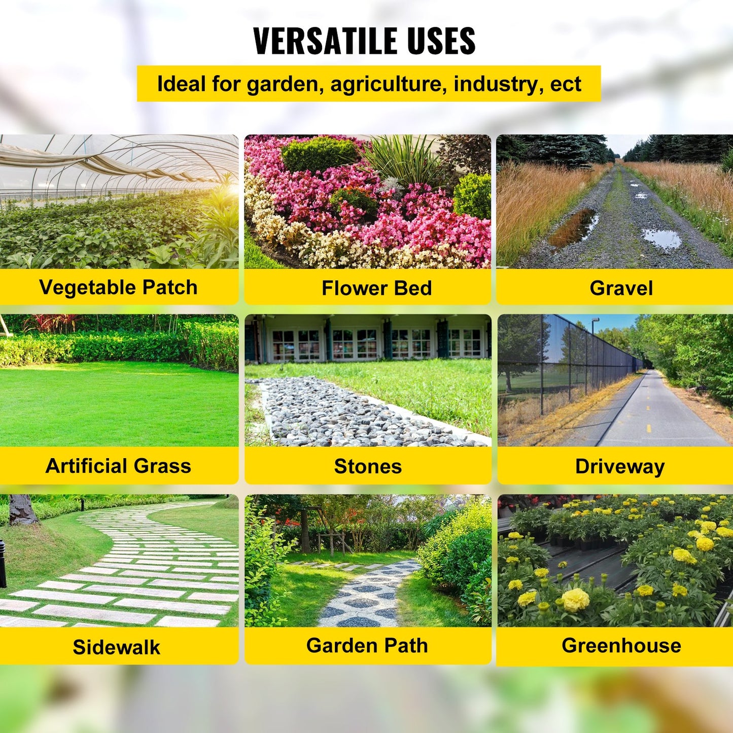 VEVOR 6.5FTx330FT Premium Weed Barrier Fabric Heavy Duty 3.2OZ, Woven Weed Control