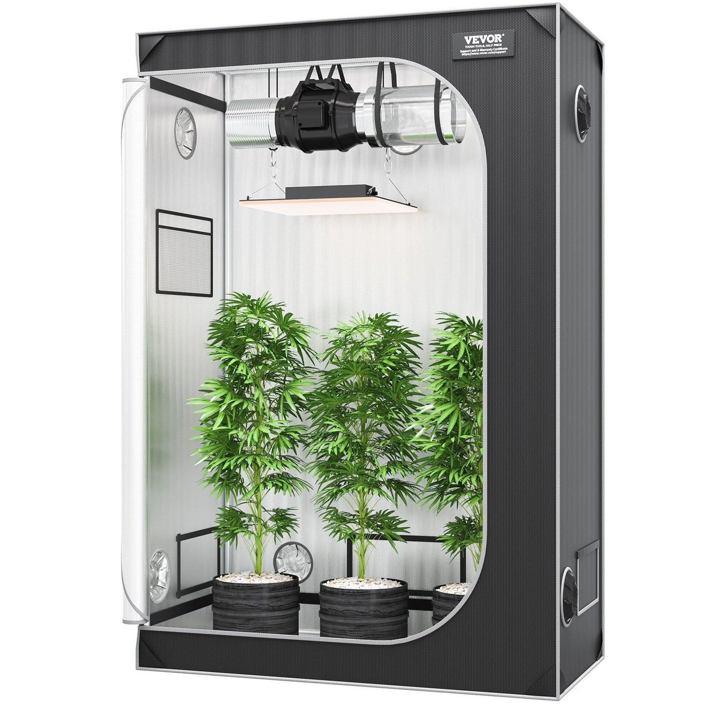 Indoor Hydroponic Grow Tent with Window, 1.2 x 0.6 x 1.8 m, Durable Oxford Fabric
