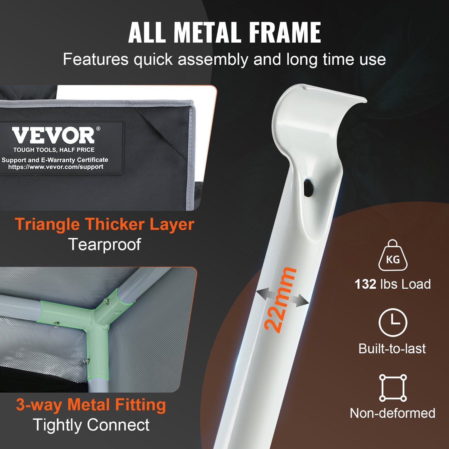 Hydroponic Grow Tent 1.5x1.5x2m, 2000D Mylar Fabric with Window & Tool Bag