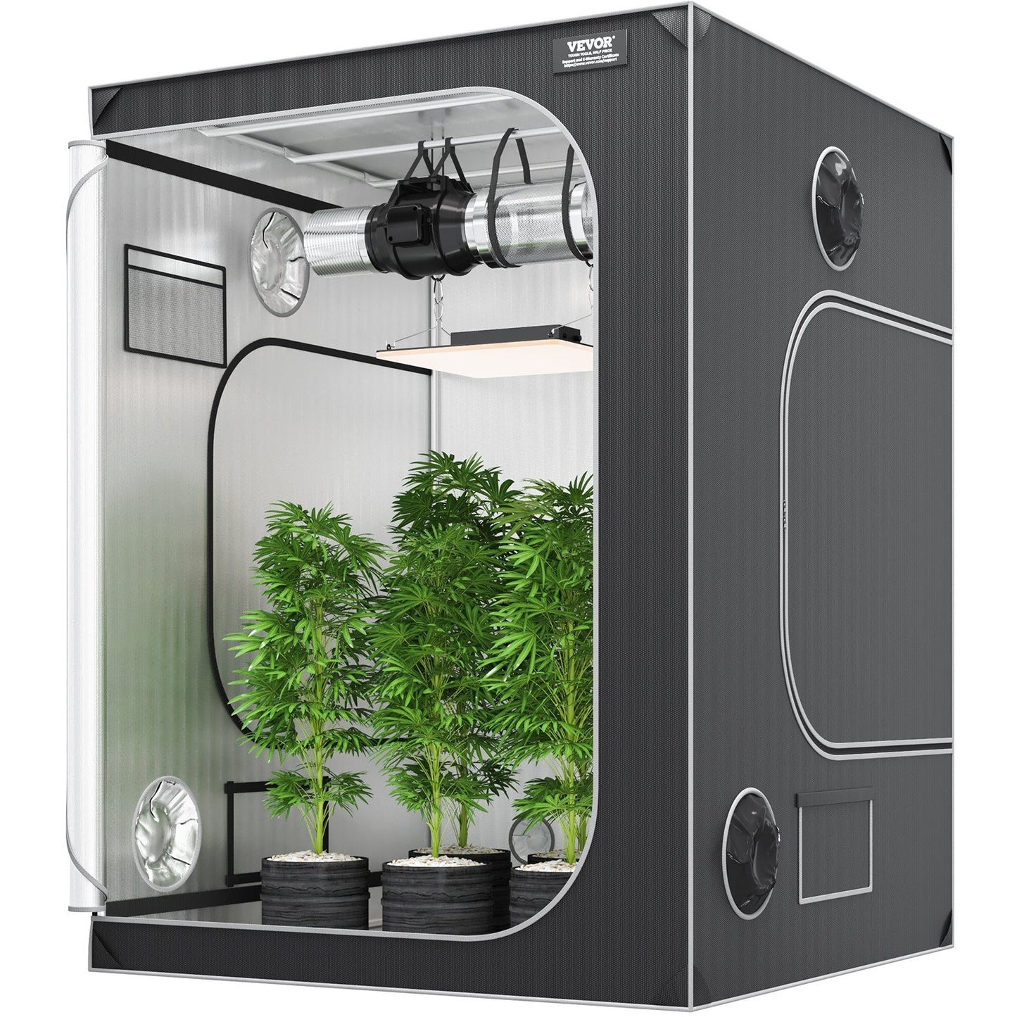Hydroponic Grow Tent 1.5x1.5x2m, 2000D Mylar Fabric with Window & Tool Bag