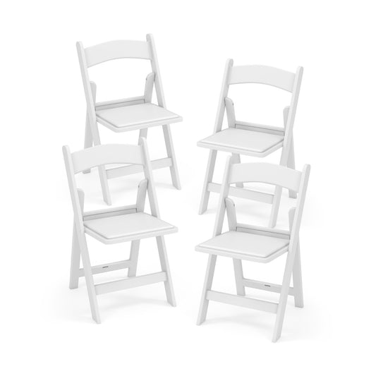 Costway 4 Pack Resin Folding Chairs with Padded Seat-White