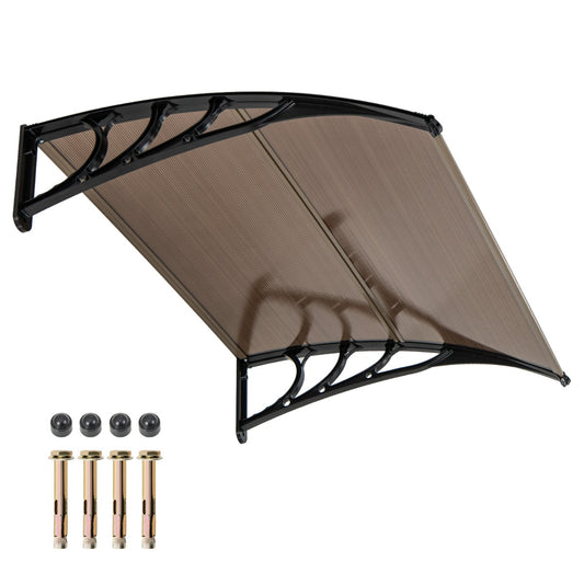 122 x 99 cm Window Door Awning Canopy with Sun Rain Snow Protection-Coffee