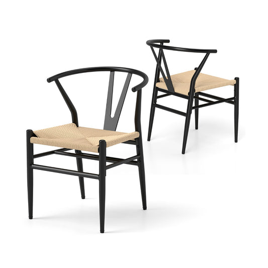 Mid-Century Modern Wishbone Dining Chair Set of 2-Beige