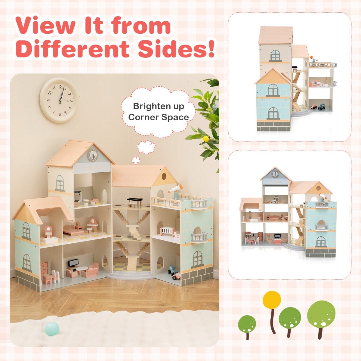ASTM and CPSIA compliant wooden dollhouse makes a memorable educational gift