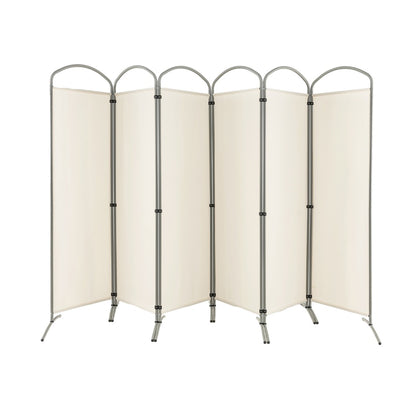 6 Panel Folding Privacy Screen for Home and Office-White