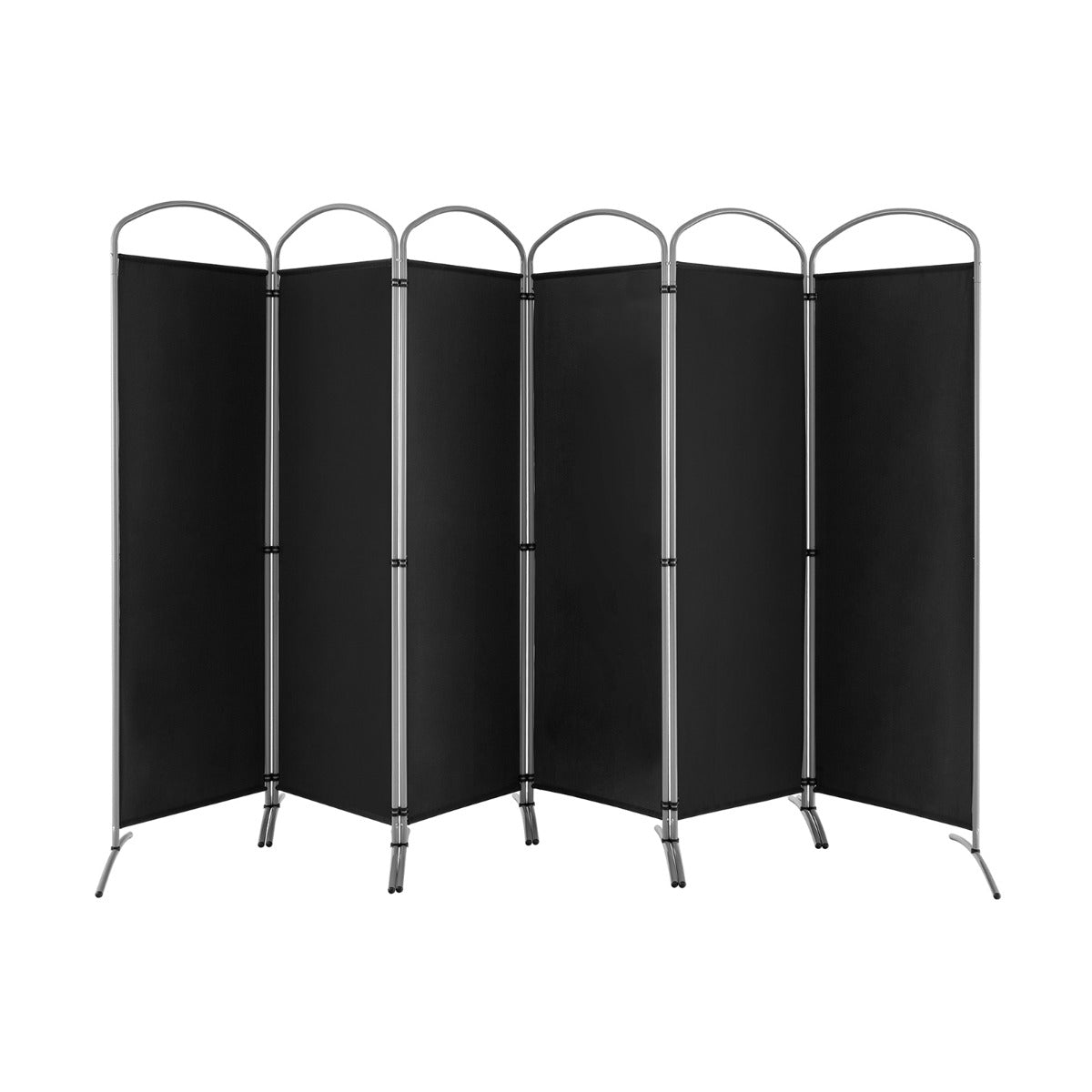 6 Panel Folding Privacy Screen for Home and Office-Black