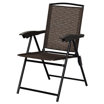 Costway 2 Pieces Patio Folding Chairs with Armrest