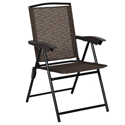 Rust-resistant powder-coated steel frame supports up to 136 kilograms per outdoor chair