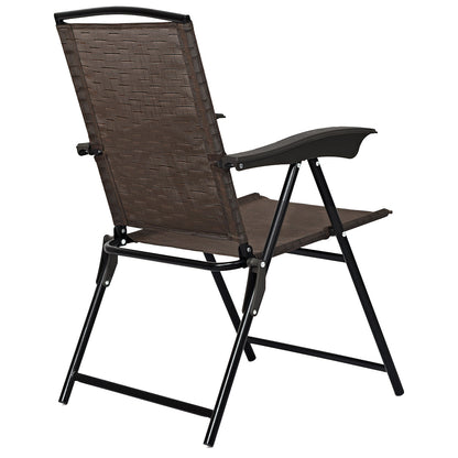 Brown folding patio chairs with elegant styling suit gardens, porches, balconies, and poolside areas
