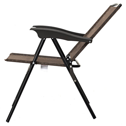 Costway 2 Pieces Patio Folding Chairs with Armrest
