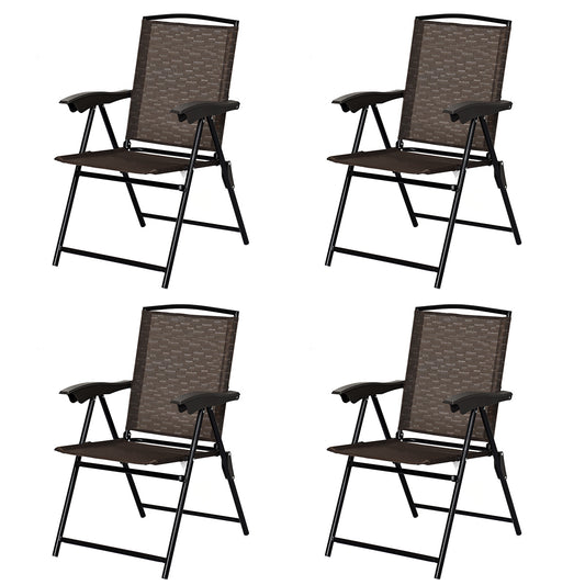 Costway 4 Pieces Patio Folding Chairs with Armrest