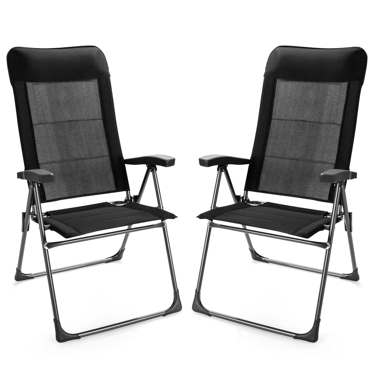Heavy-duty iron camping chairs support up to 150 kilograms while reinforced triangle frames improve stability