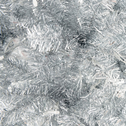 1.8m Silver Tinsel Christmas Tree with 790 Branch Tips & 300 LED Lights