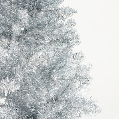 1.8m Silver Tinsel Christmas Tree with 790 Branch Tips & 300 LED Lights