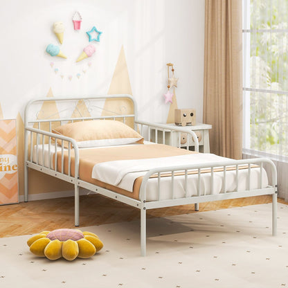 Costway Extendable Metal Daybed with Trundle for Adults-White