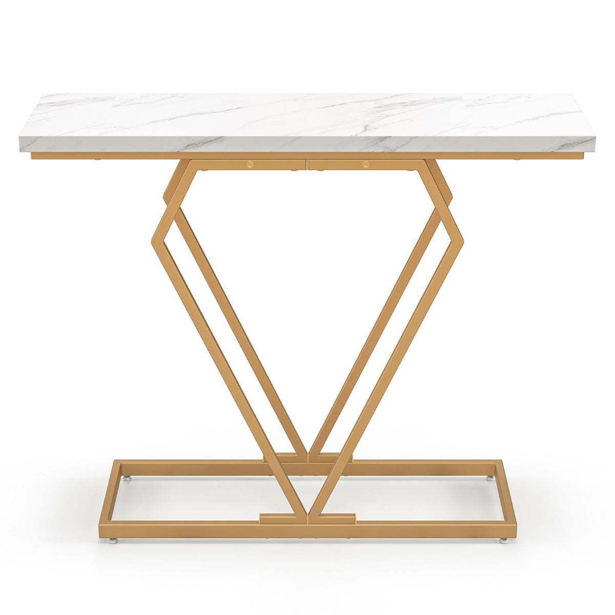 100 cm Gold Faux Marble Console Table with Diamond Shape Frame