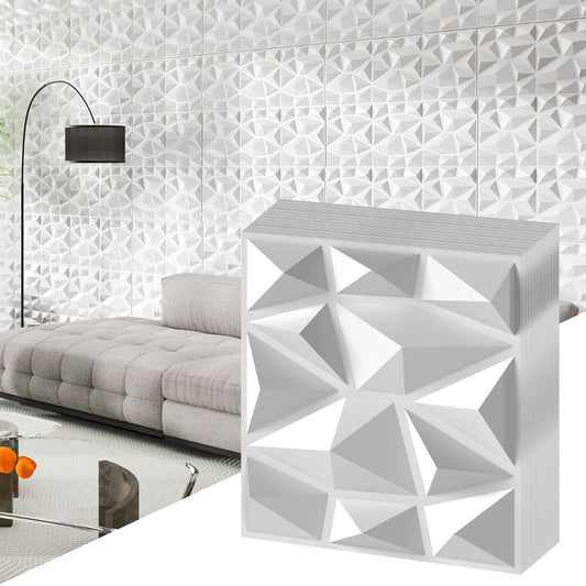 100-Pack 3D Wall Panels with Diamond Accent for Creative Cutting and DIY-White