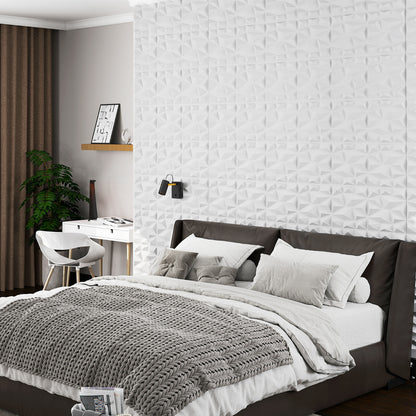 100-Pack 3D Wall Panels with Diamond Accent for Creative Cutting and DIY-White