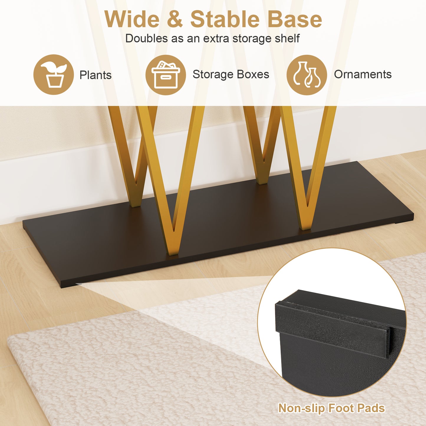 100cm Gold Entryway Table Console Table with Faux Marble Table-White