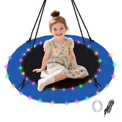 100cm Saucer Tree Swing with LED Lights for Kids-Blue