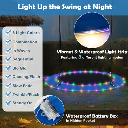 100cm Saucer Tree Swing with LED Lights for Kids-Blue